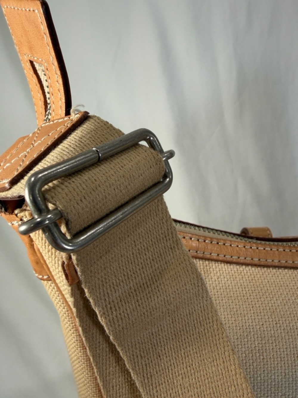Burberry Blue Label Canvas Leather Crossbody Bag Tan Vintage Adjustable Strap - Picture 10 of 16